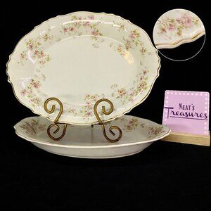MCM Syracuse China STANBURY Federal Pink Flower Gold 12 & 14 Serving Platters